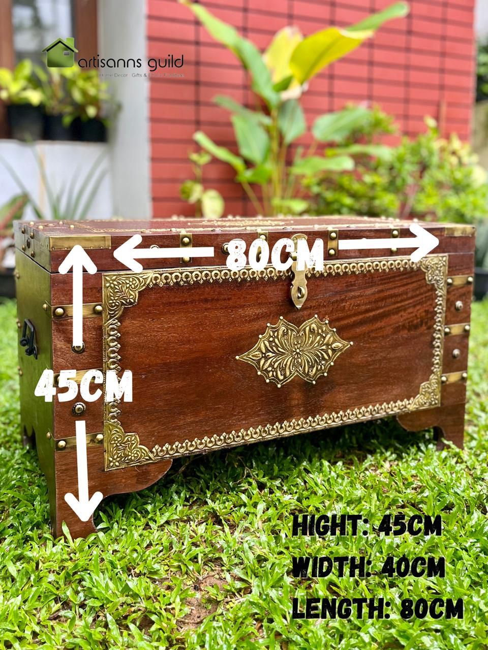 Wooden Box in Brass Finish