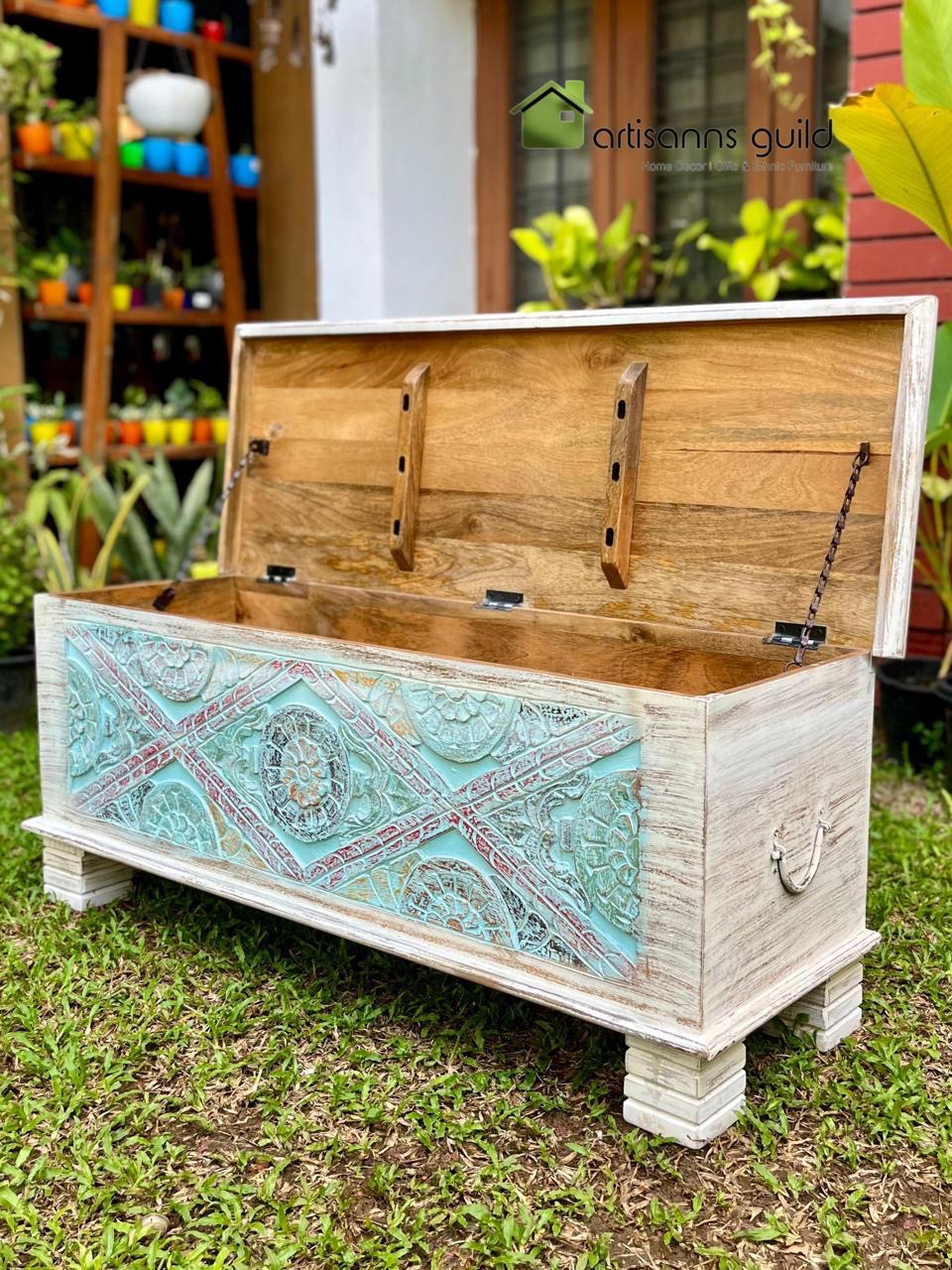 Wooden Trunk Box in Distress Finish