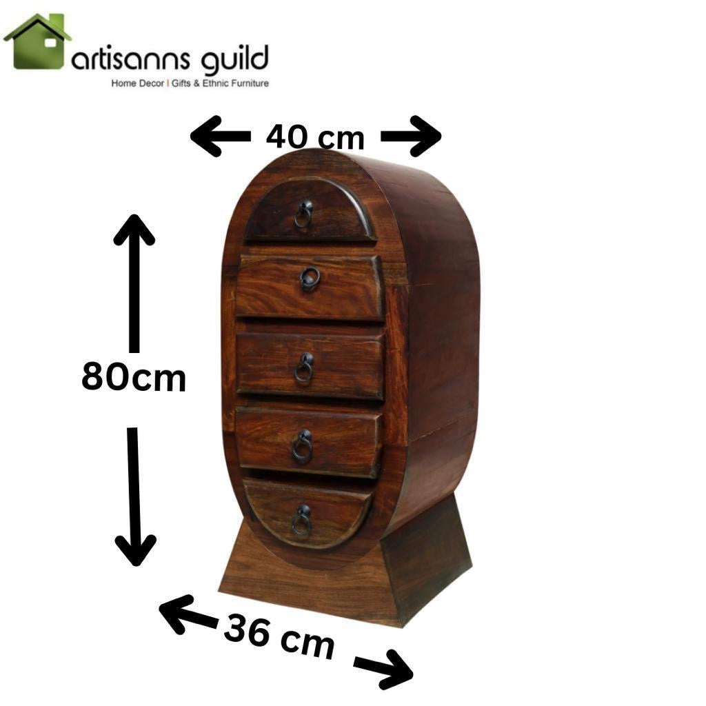 Wooden Oval Chest of Drawer