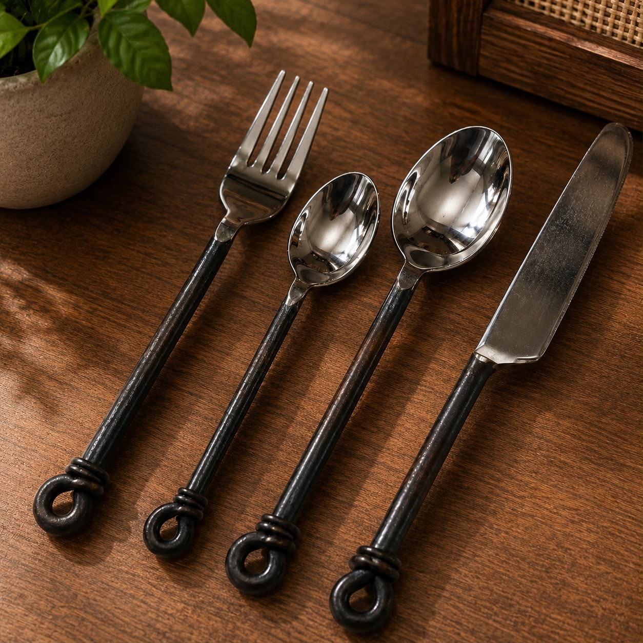 Black Loop Handle Dining Set