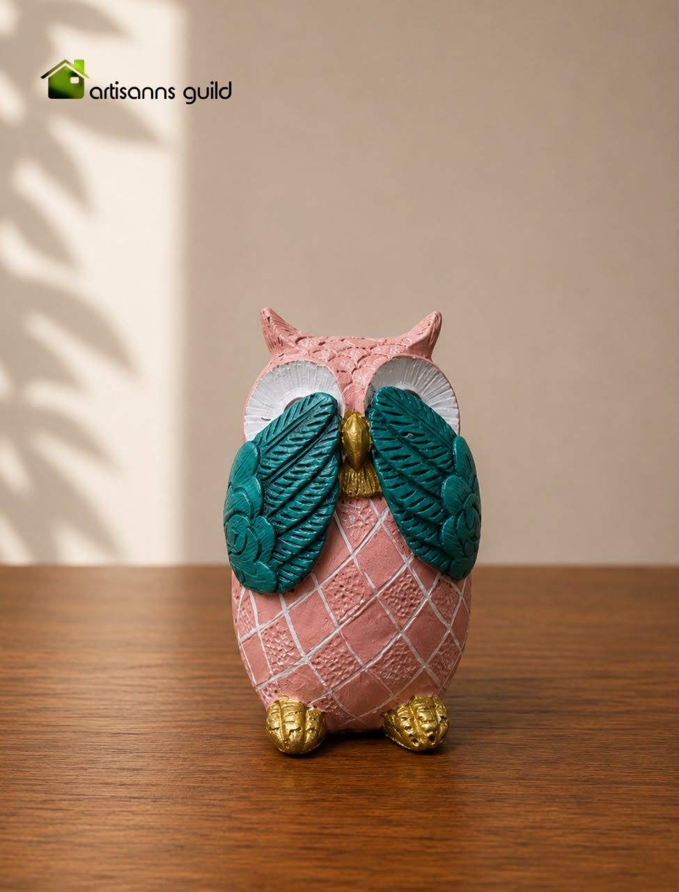 See No Evil ” owl figurine pink