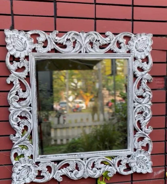 Wooden Square Mirror