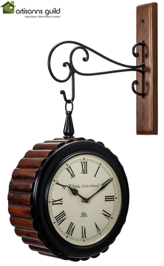 Double Sided Clock in Sleeper Wood