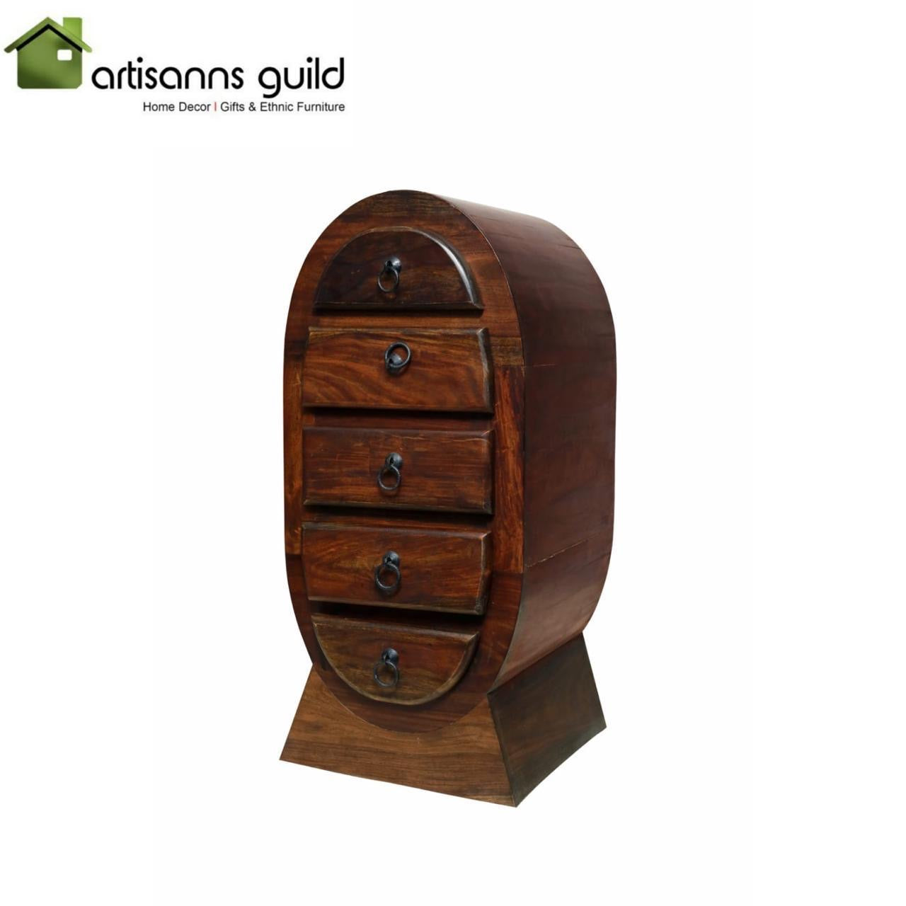 Wooden Oval Chest of Drawer