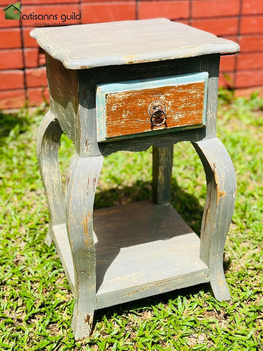 Wooden Side Table in Distress Finish