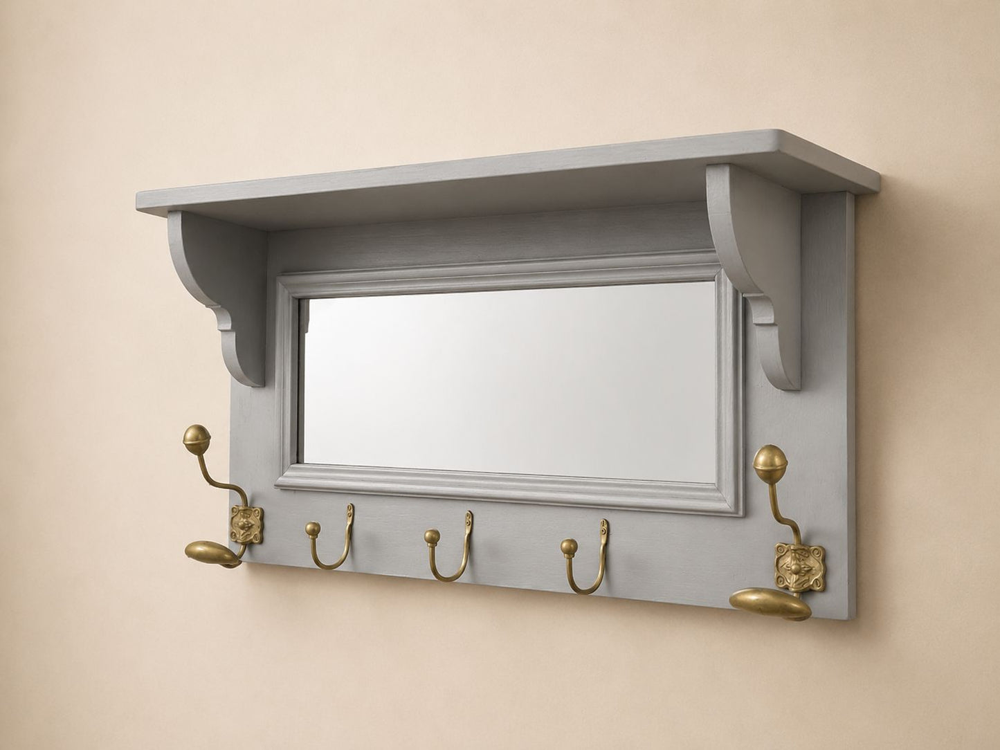 Mirror Wall Shelf With Hooks
