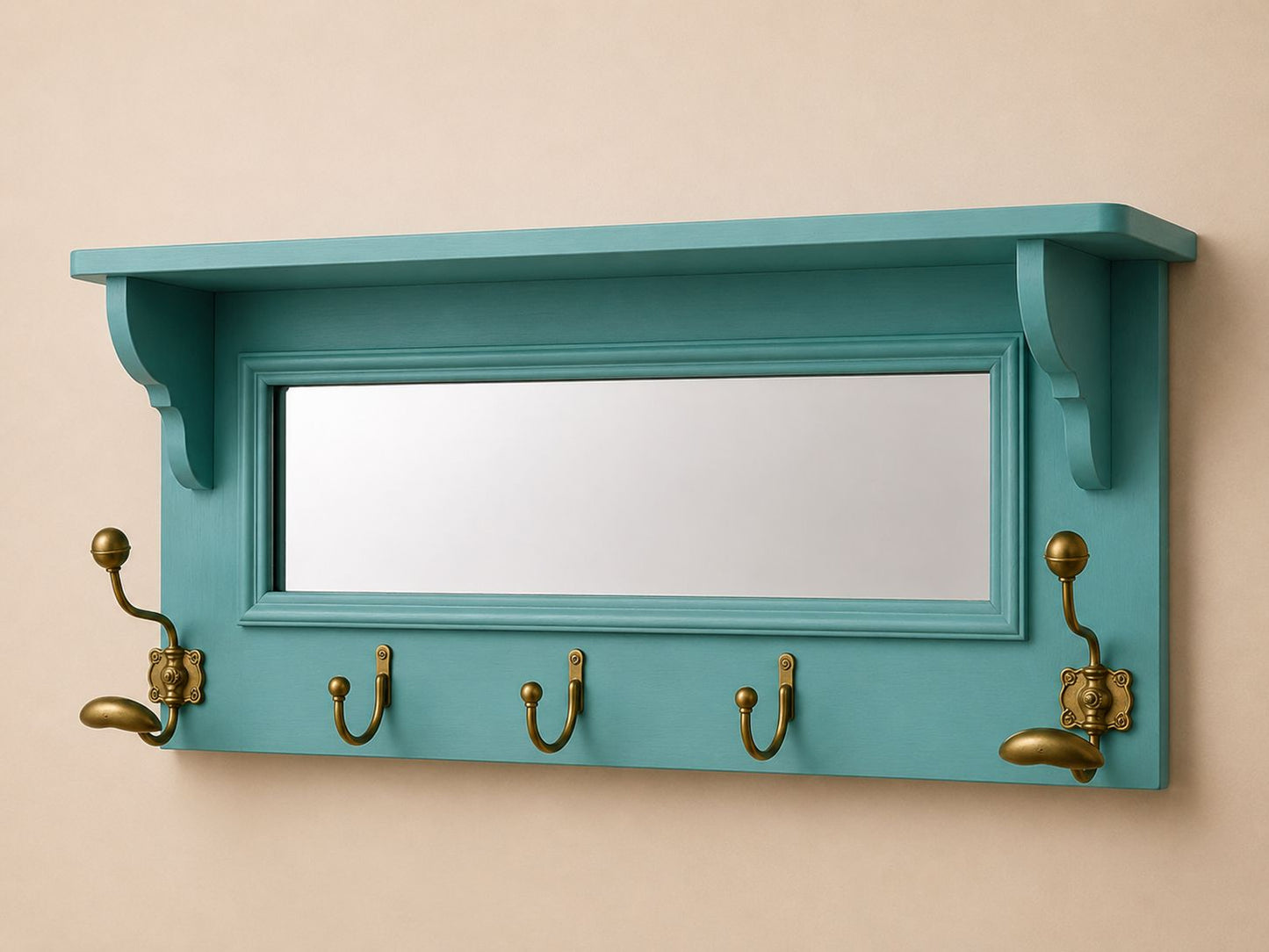 Mirror Wall Shelf With Hooks