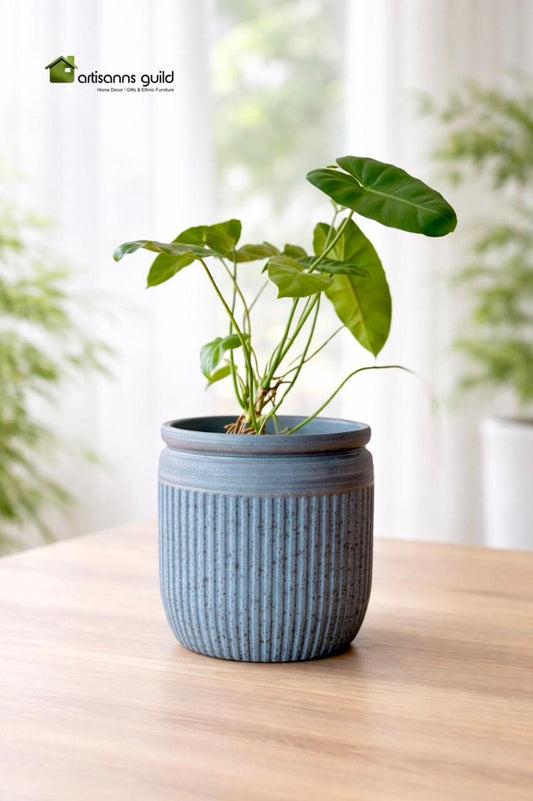 Nordic Ribbed Slate Planter