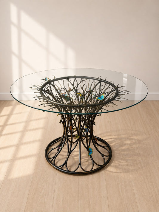 Butterfly Grove Glass Dining Table