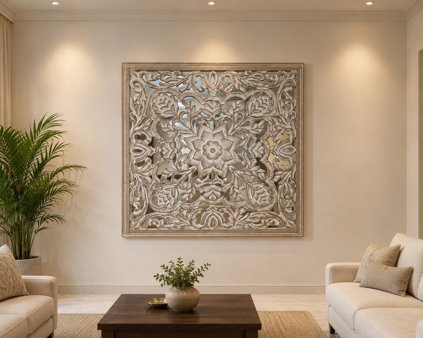 Large Hand-Carved Wall Panel