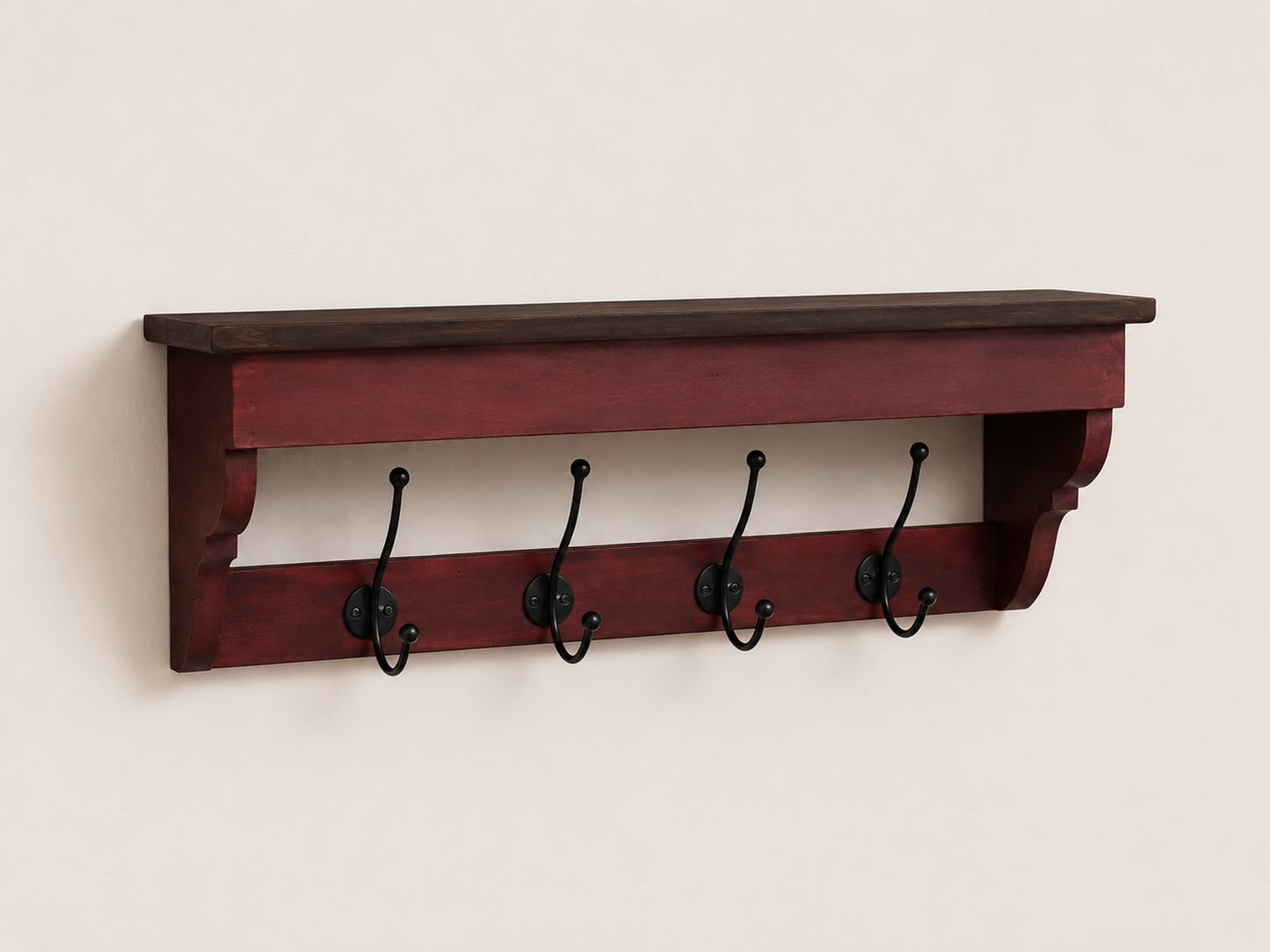 Classic Wall Shelf with Coat Hooks