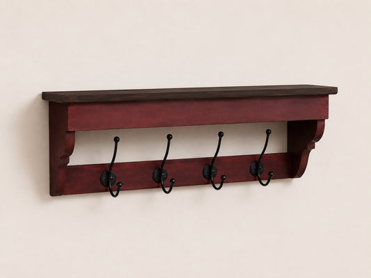 Classic Wall Shelf with Coat Hooks