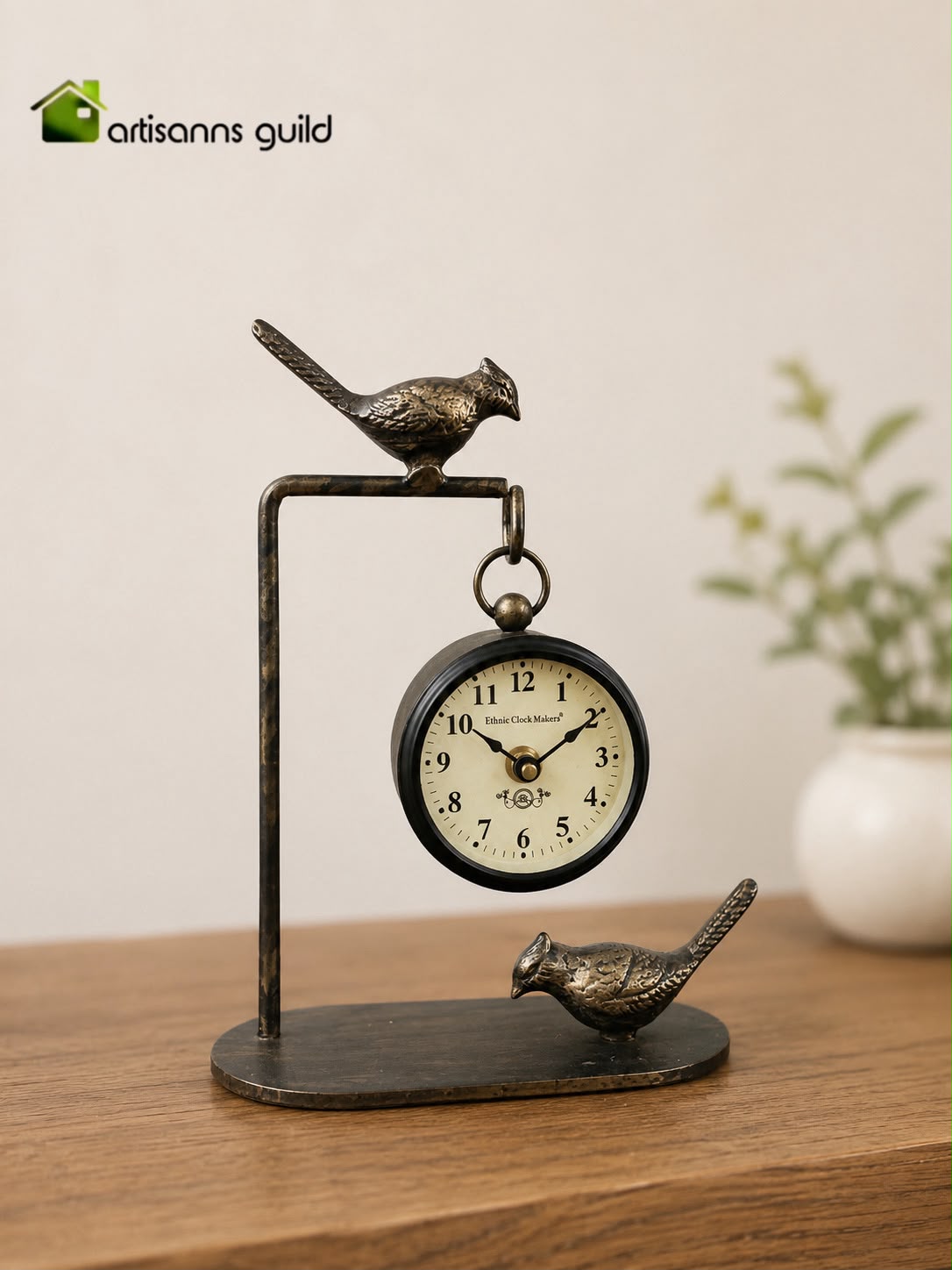 Twin Sparrow Table Clock