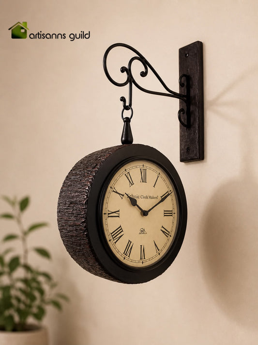 Timber Bark Station Clock