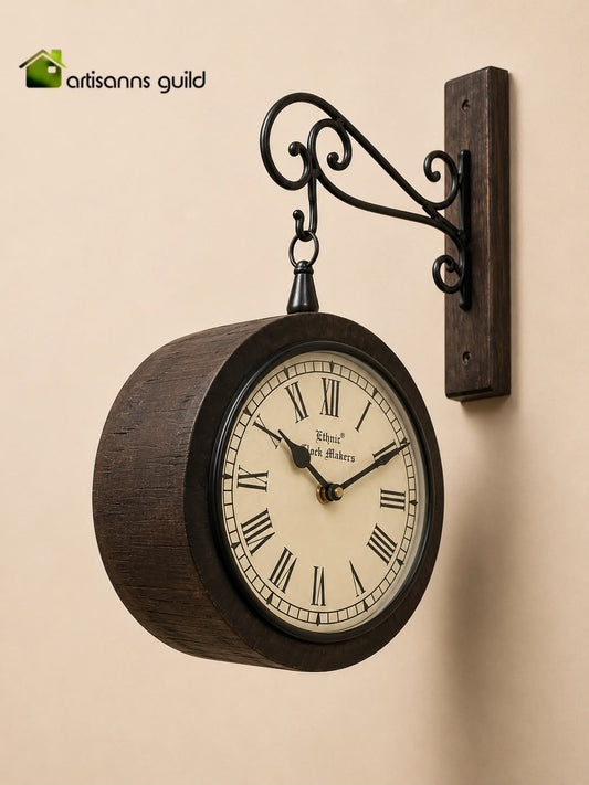 Rustic Timber Station Clock