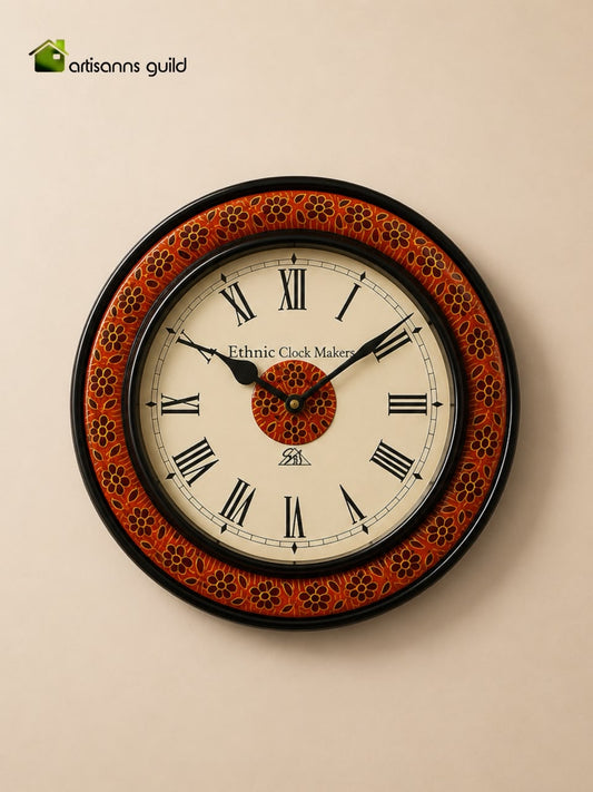 Floral Vermilion Wall Clock