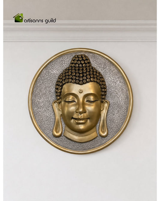 Golden & silver .Serenity Buddha Wall Plaque