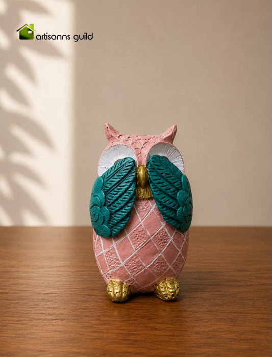 See No Evil ” owl figurine pink
