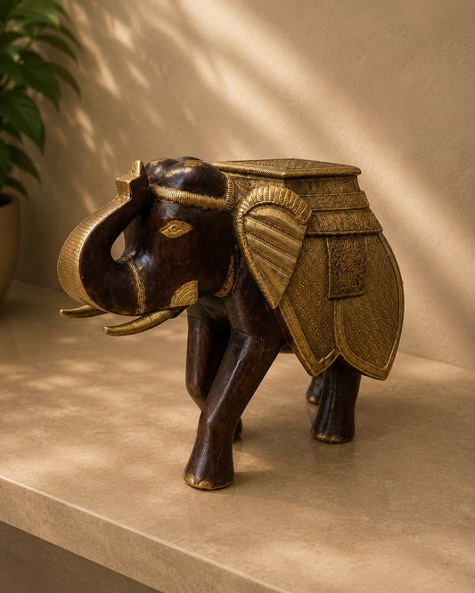 Wooden Royal Elephant Decorative Statue