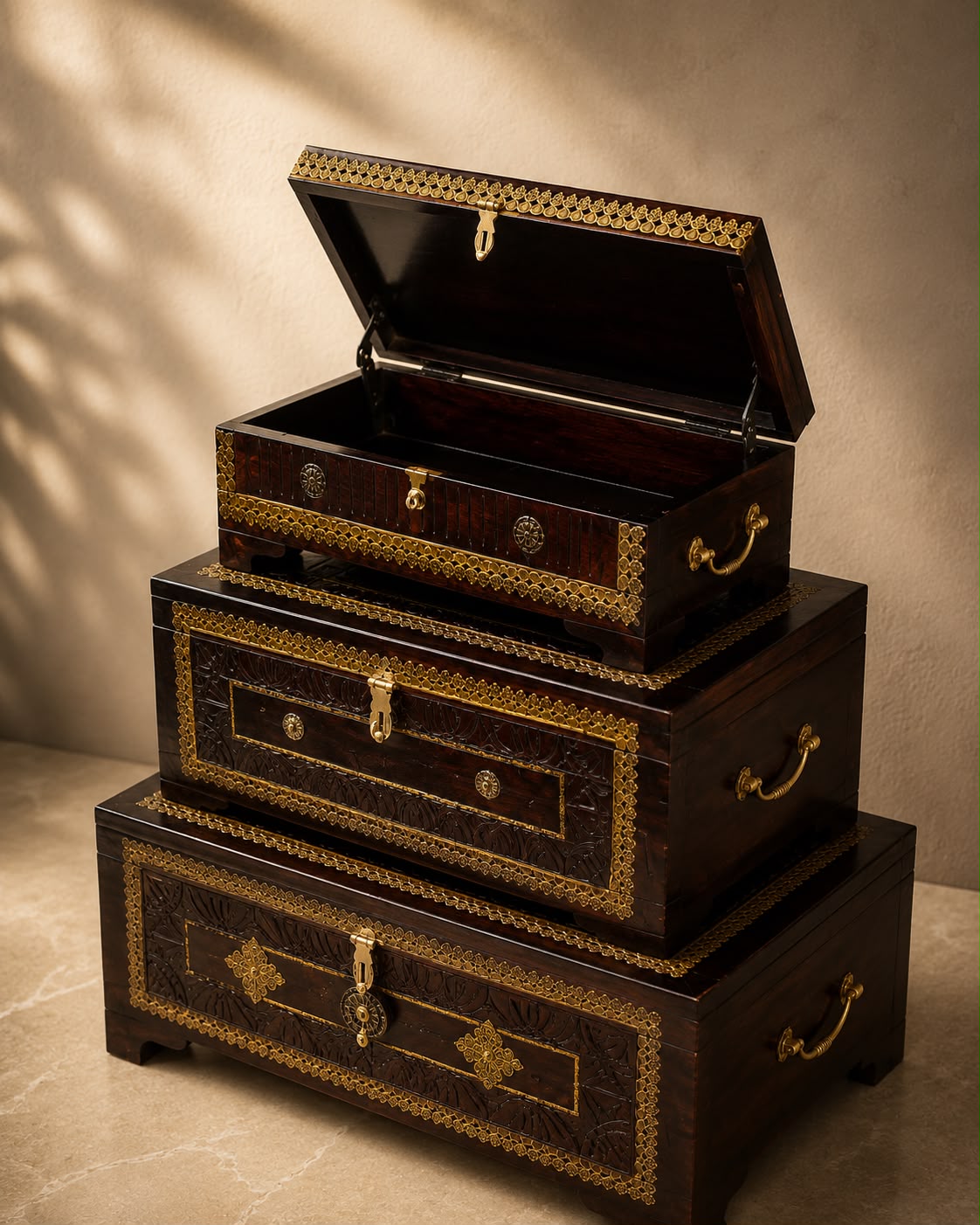 Heritage Wooden Treasure Box Set Of Three