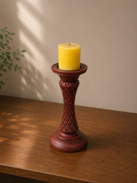 Wooden Pillar Candle Holder