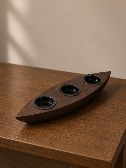Boat-Shaped Triple Tealight Holder