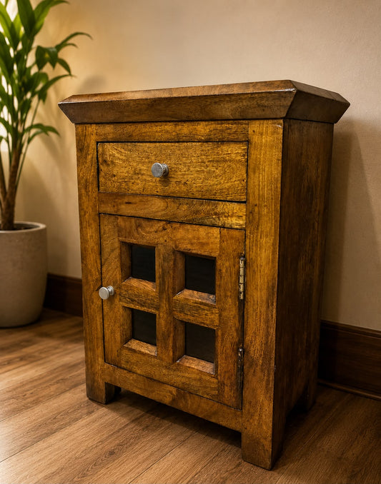 Rustic Wooden Bedside Table